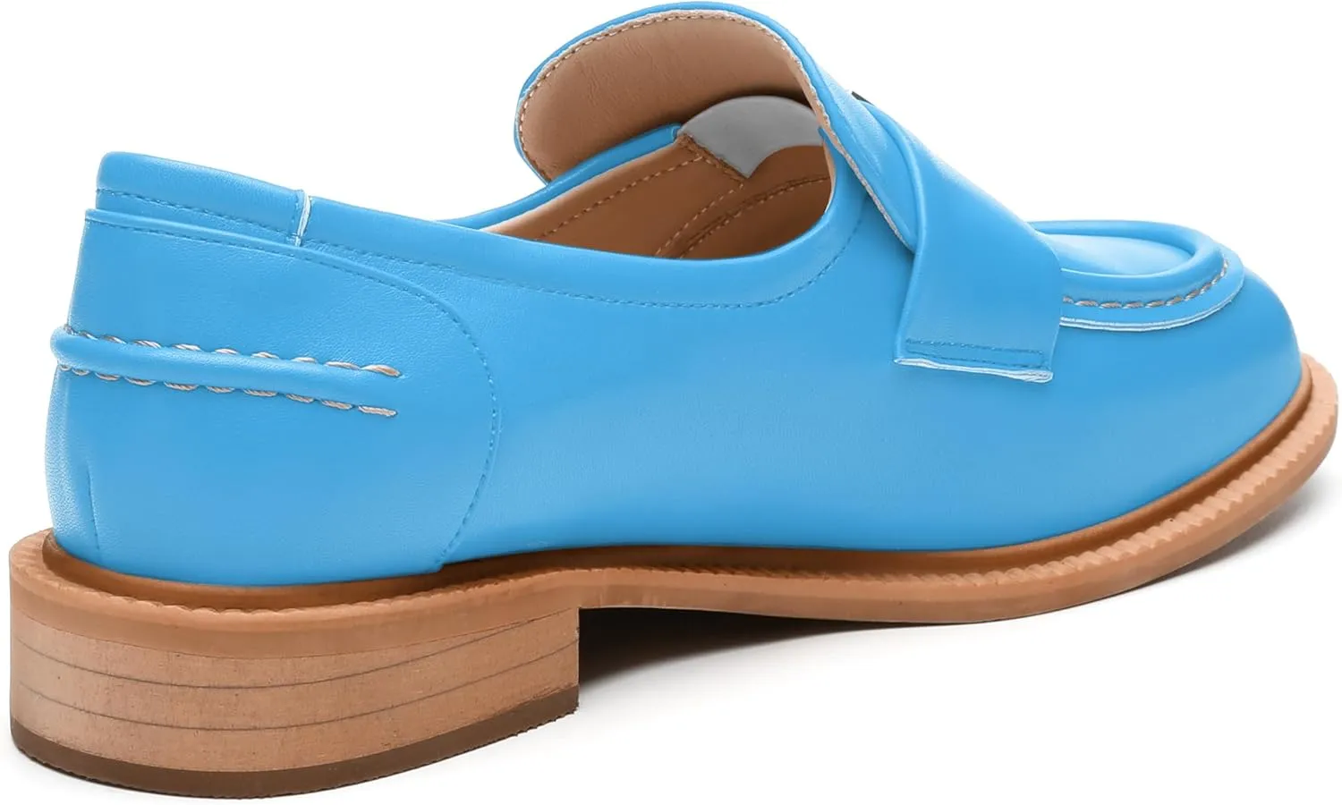 SKYSTERRY Loafers for Women Penny Loafers with Round Toe Low Chunky Block Heels Comfortable Women Loafers Shoes for Work Party Dating Shopping