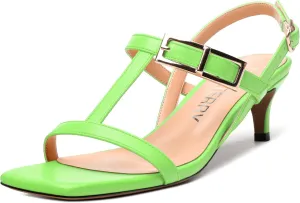 SKYSTERRY Womens Dating Slingback Buckle Open Toe Dress Matte Kitten Low Heel Heeled Sandals 2 Inch