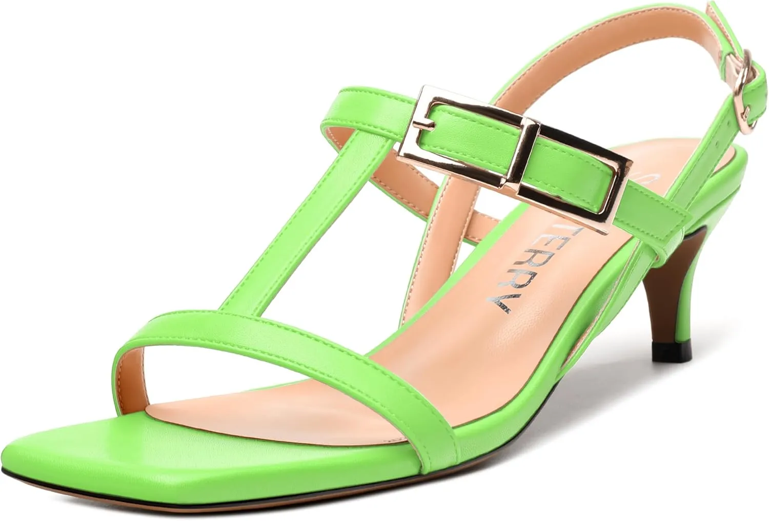 SKYSTERRY Womens Dating Slingback Buckle Open Toe Dress Matte Kitten Low Heel Heeled Sandals 2 Inch