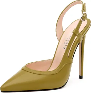 SKYSTERRY Women's Slingback Heels Closed Pointed Toe 4.7-Inch Stiletto High Heeled Pumps Sexy Wedding Party Office Work Dress Shoes