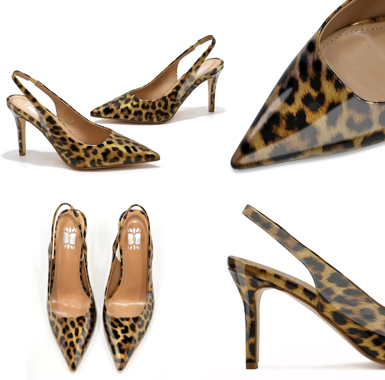 Slingback Heels for Women Pointed Toe Stiletto Heel Closed Toe Pumps Slip on High Heels 2.95 inch Dress Pumps