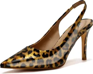 Slingback Heels for Women Pointed Toe Stiletto Heel Closed Toe Pumps Slip on High Heels 2.95 inch Dress Pumps