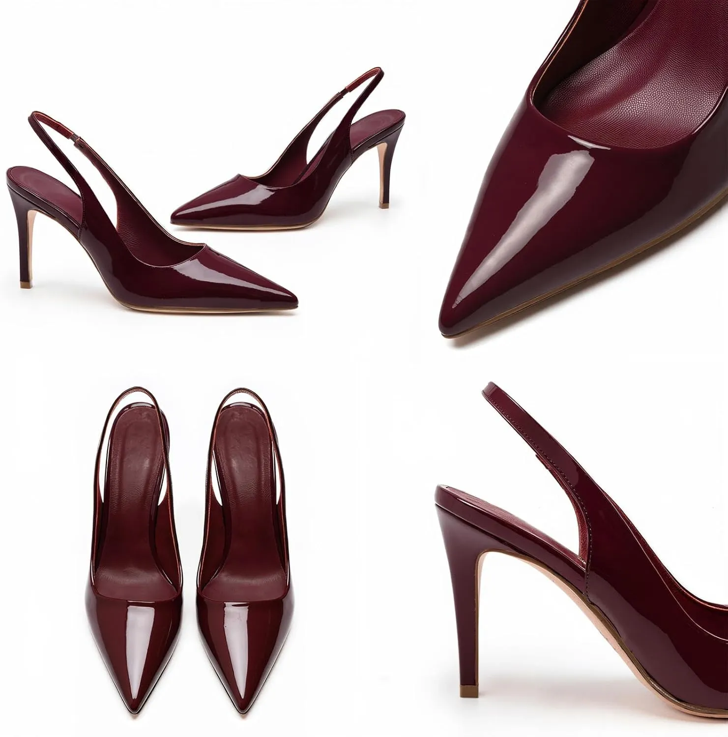 Slingback Heels for Women Pointed Toe Stiletto Heel Closed Toe Pumps Slip on High Heels 2.95 inch Dress Pumps