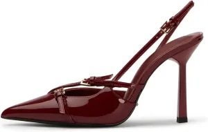 Slingback High Heels for Women Closed Pointed Toe Pumps with Buckle Strap Sexy Backless Stiletto Heeled Sandals Shoes