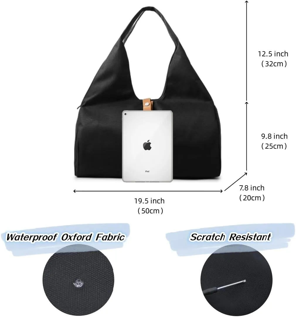 Small Gym Bag for Women with Shoe Compartment & Wet Pocket Sports Travel Duffel Bag,Yoga Gym Totes With Mat Holder,Waterproof Carry On Weekender Overnight Bag (Black)