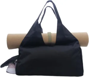 Small Gym Bag for Women with Shoe Compartment & Wet Pocket Sports Travel Duffel Bag,Yoga Gym Totes With Mat Holder,Waterproof Carry On Weekender Overnight Bag (Black)