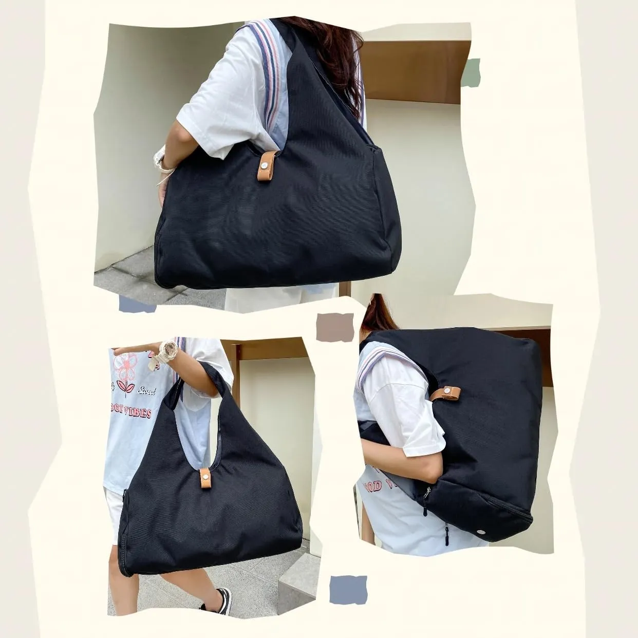 Small Gym Bag for Women with Shoe Compartment & Wet Pocket Sports Travel Duffel Bag,Yoga Gym Totes With Mat Holder,Waterproof Carry On Weekender Overnight Bag (Black)