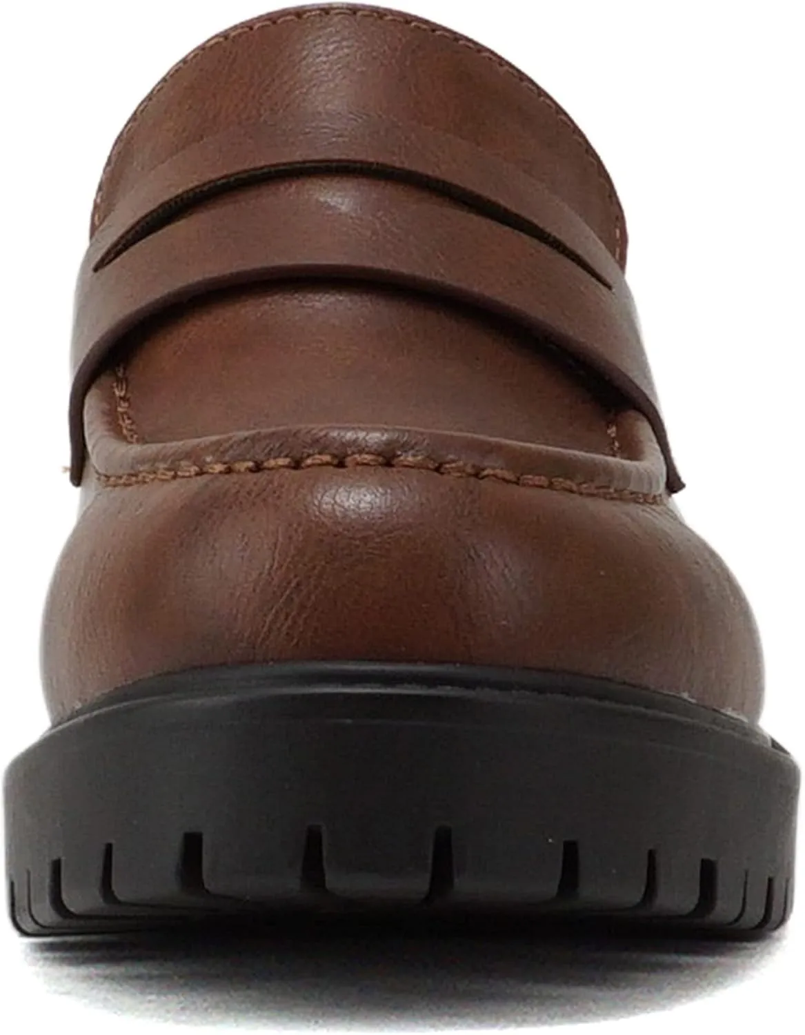 Soda “HENDER” ~ Women Round Toe Low Heel Lug Sole Platform Penny Loafer Shoe