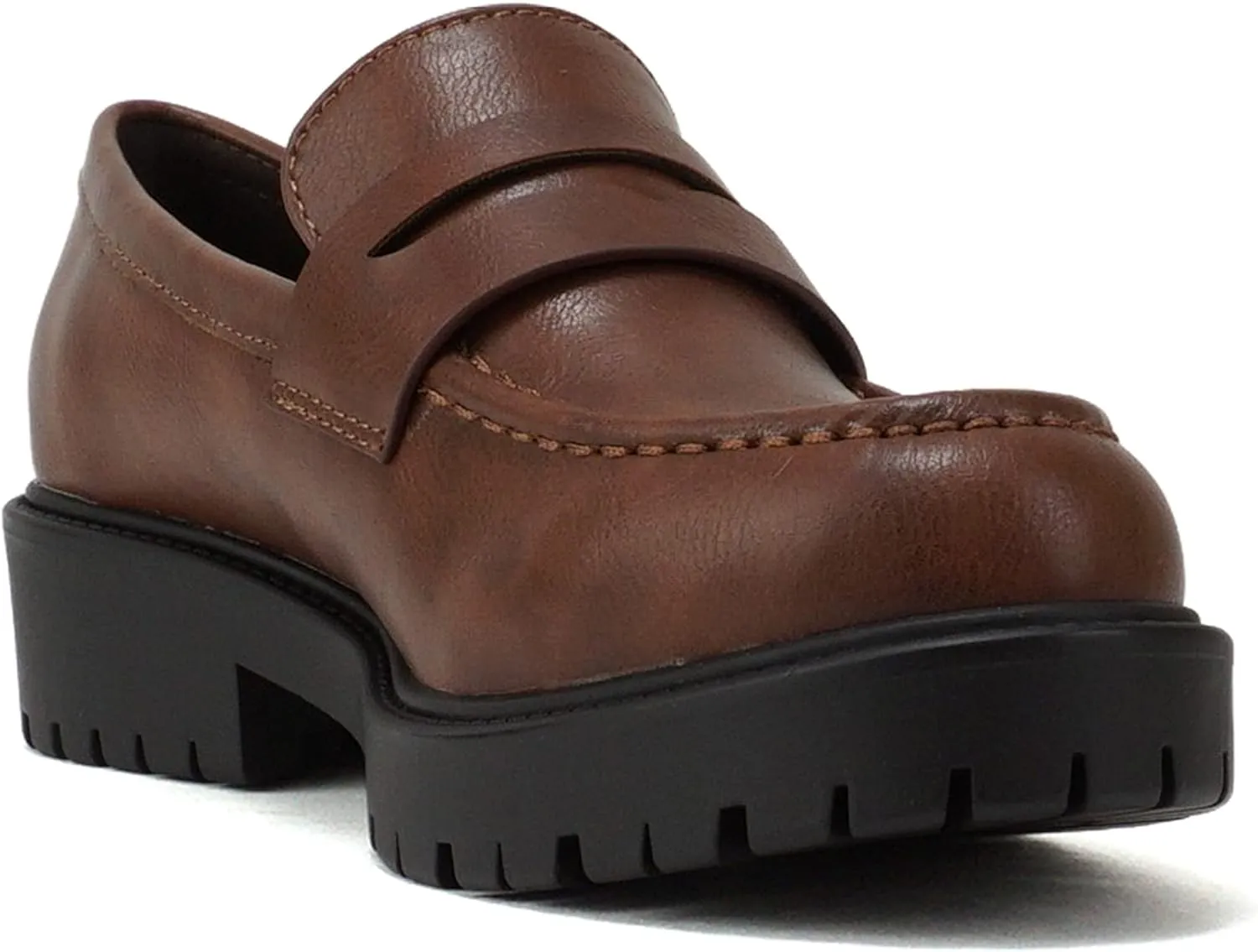 Soda “HENDER” ~ Women Round Toe Low Heel Lug Sole Platform Penny Loafer Shoe