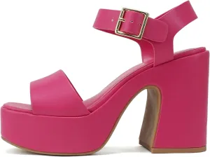 Soda Launch ~ Women Open Toe Ankle Strap Platform Chunky High Heeled Sandal