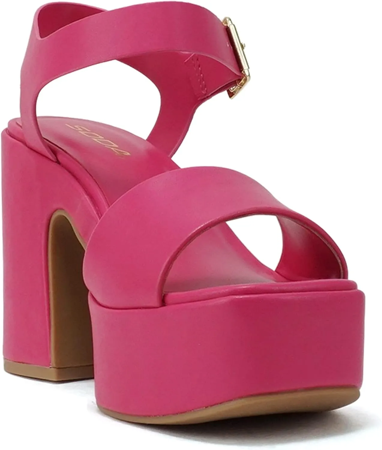 Soda Launch ~ Women Open Toe Ankle Strap Platform Chunky High Heeled Sandal