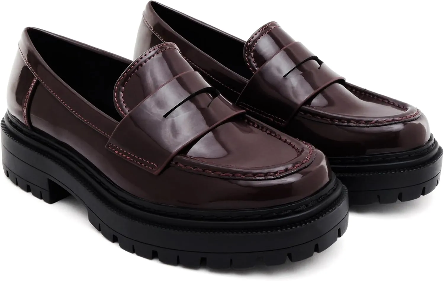 Soda “Soho” ~ Women Slip On Platform Heel Lug Sole Penny Loafer