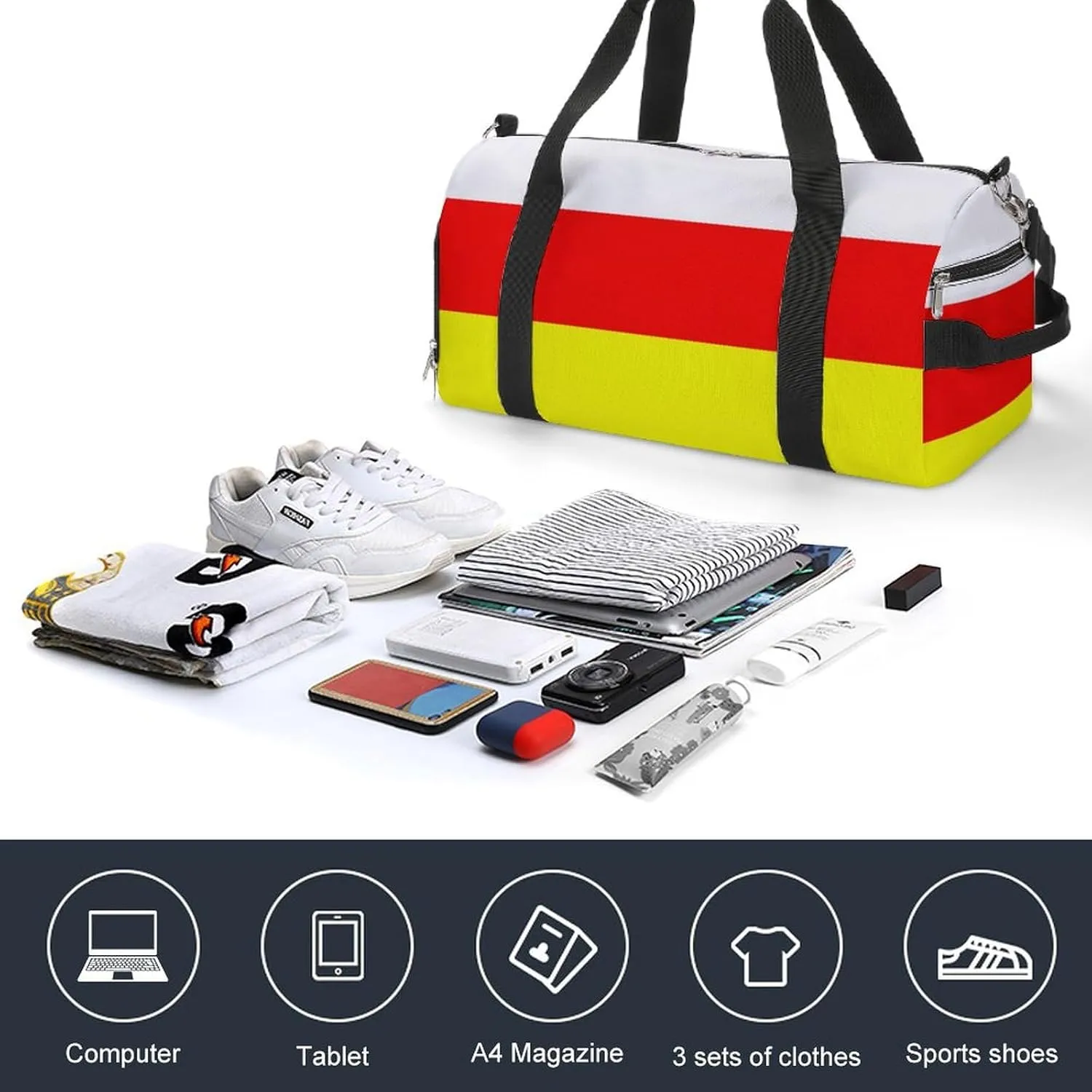 South Ossetia Flag Sports Gym Bag for Men Women with Shoe Compartment Carry On