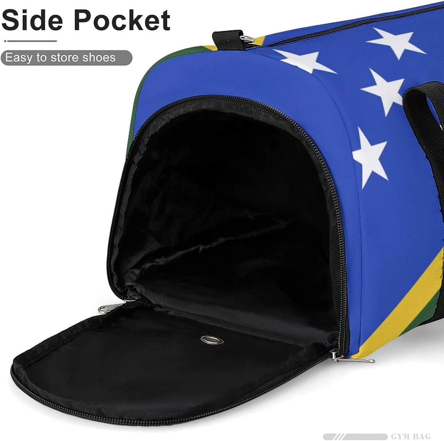 Sports Gym Bag Solomon Lslands Flag Duffel with Shoe Compartment Waterproof Travel Weekender
