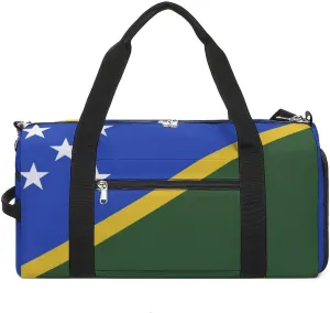 Sports Gym Bag Solomon Lslands Flag Duffel with Shoe Compartment Waterproof Travel Weekender