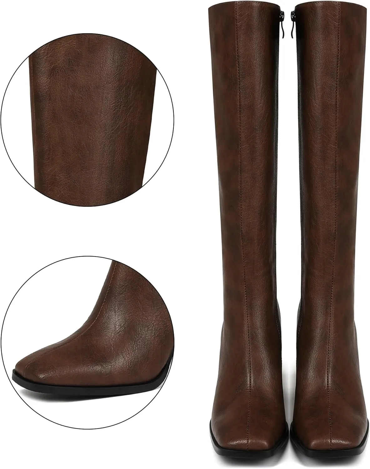 Square Toe Knee High Boots Women Chunky Block Heel Dress Tall Boots for Women High Heel GoGo Long Boots