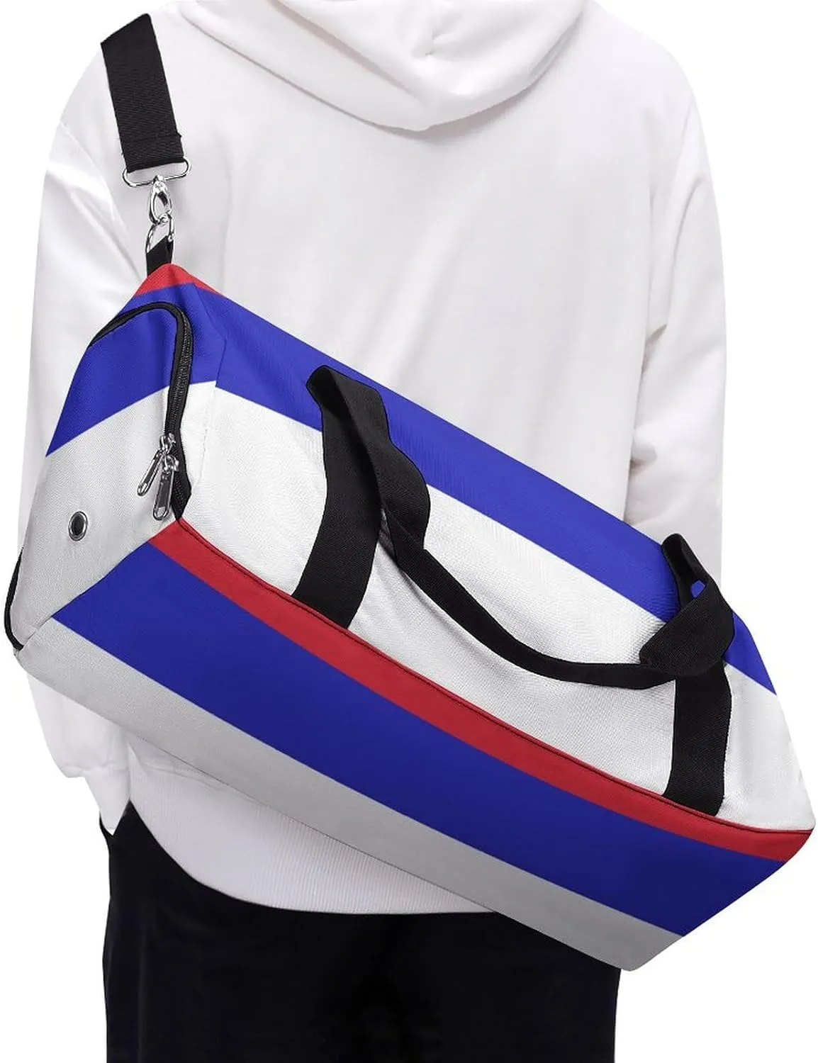 Srpska Flag Sports Gym Bag for Men Women with Shoe Compartment Carry On