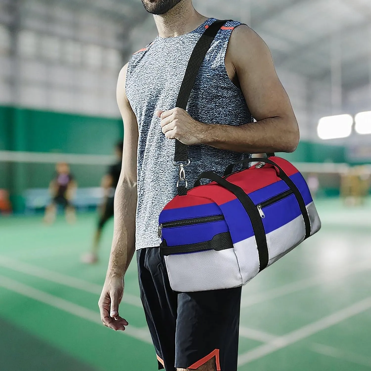 Srpska Flag Sports Gym Bag for Men Women with Shoe Compartment Carry On