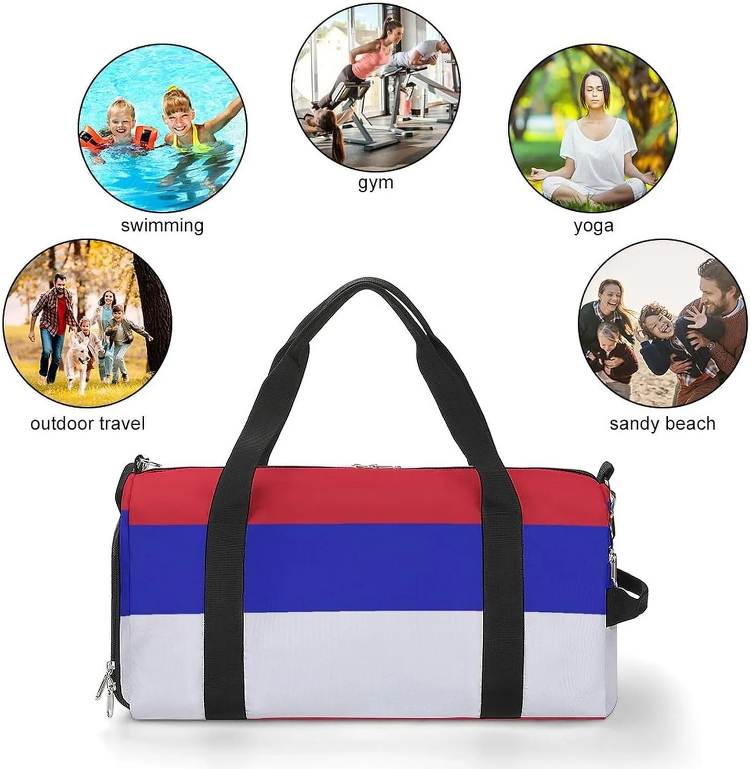 Srpska Flag Sports Gym Bag for Men Women with Shoe Compartment Carry On