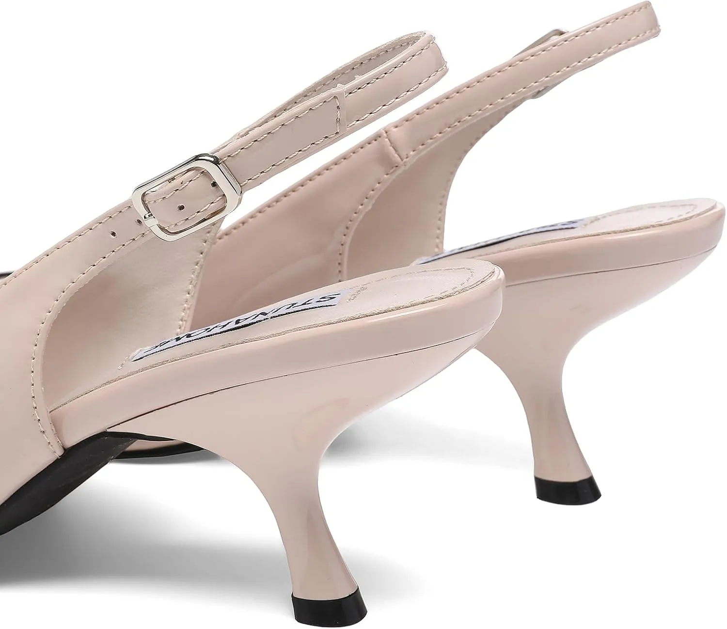 STUNAHOME Slingback Heels for Women Closed Pointed Toe Kitten Pumps Fashion Low Heel Wedding Casual Dress Shoes, Nude
