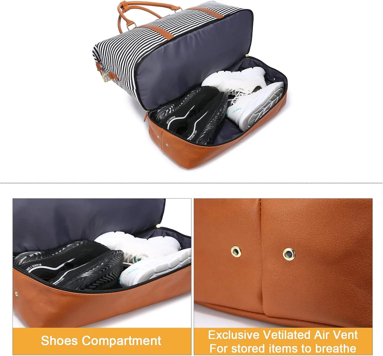 Sucipi Weekender Bags for Women Canvas Travel Duffle Bag with Shoe Compartment Overnight Bag Carry on Gym Duffel with Toiletry Bag for Traveling Weekend Hospital Bags for Labor and Delivery