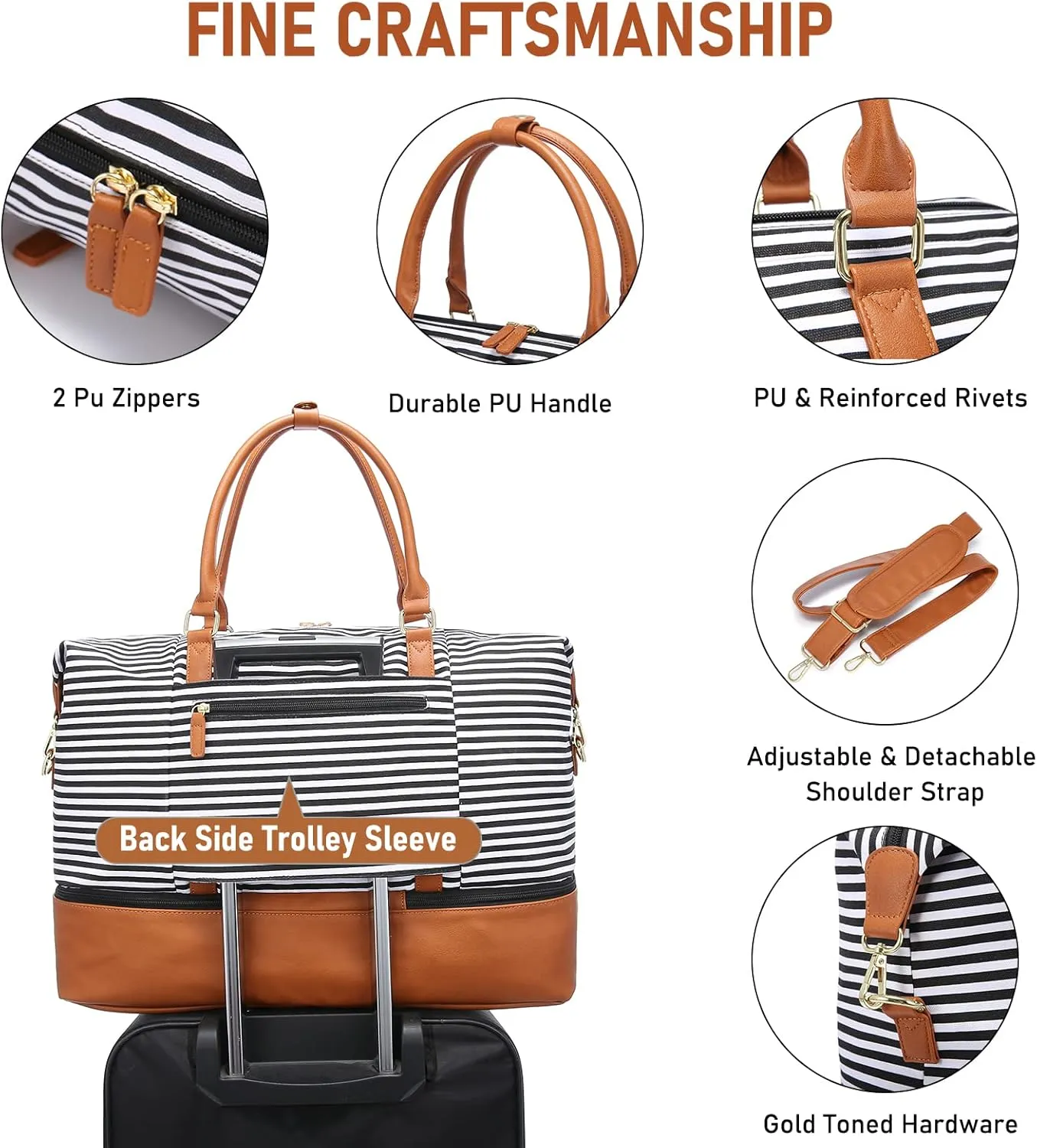 Sucipi Weekender Bags for Women Canvas Travel Duffle Bag with Shoe Compartment Overnight Bag Carry on Gym Duffel with Toiletry Bag for Traveling Weekend Hospital Bags for Labor and Delivery