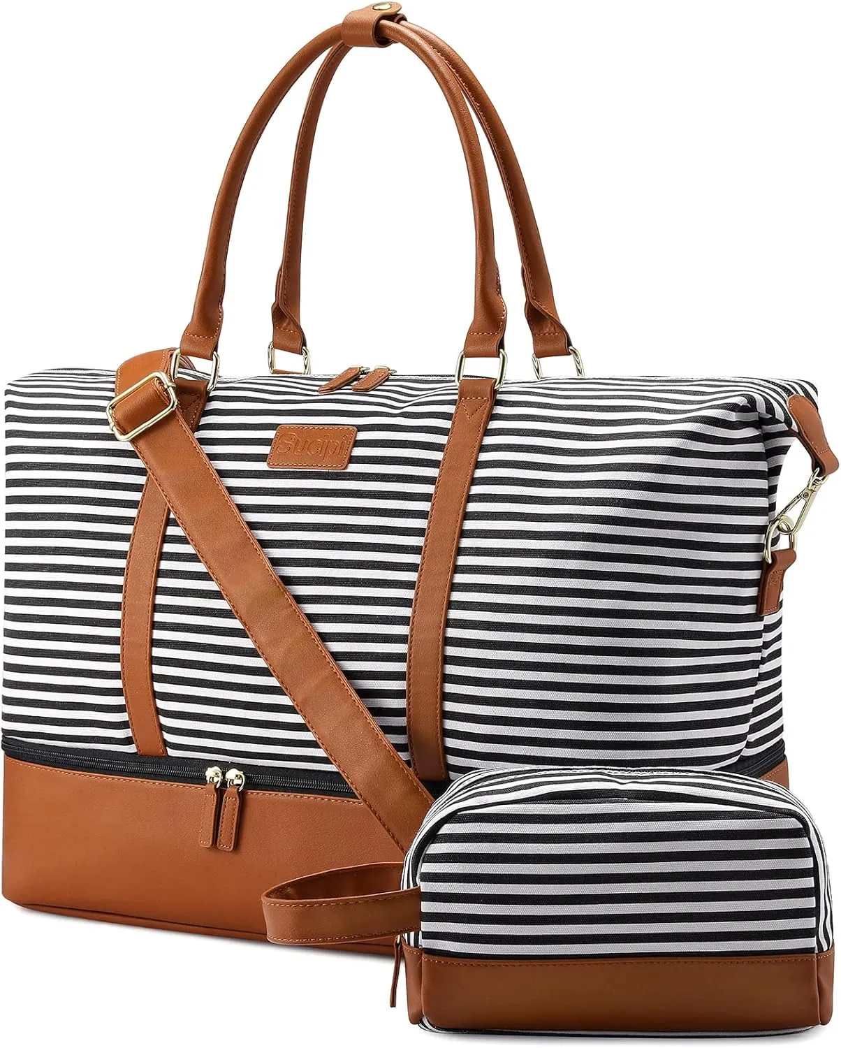 Sucipi Weekender Bags for Women Canvas Travel Duffle Bag with Shoe Compartment Overnight Bag Carry on Gym Duffel with Toiletry Bag for Traveling Weekend Hospital Bags for Labor and Delivery