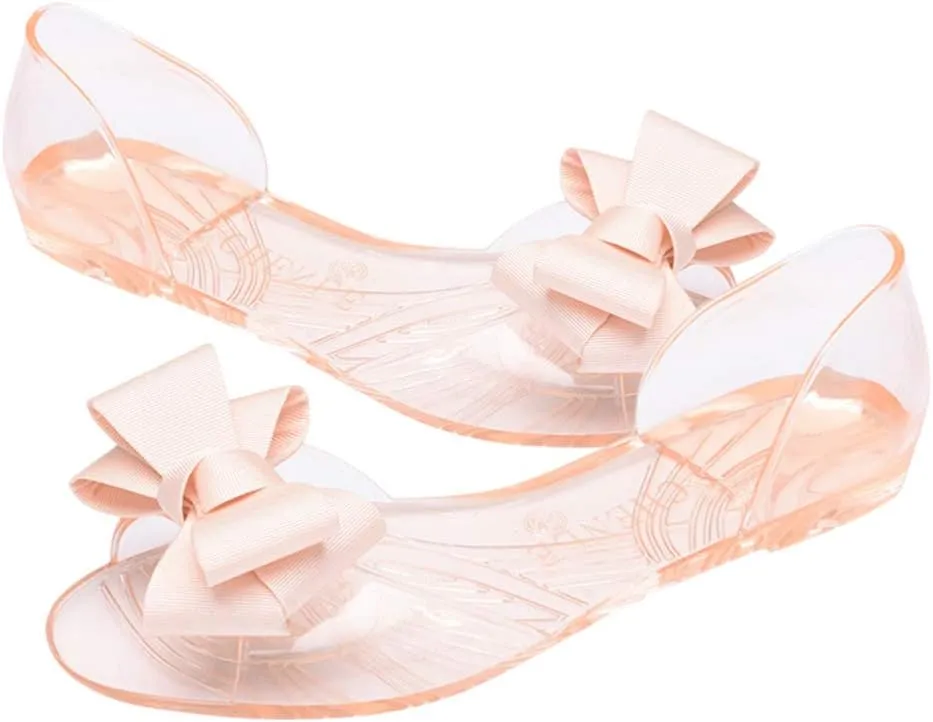 Summer Sandals Flat Jelly Shoes Fashion Fish Mouth Sandal Bowknot Sandals Summer Beach Shoes for Women (7. 5US, 5UK 38. 5EU, 9. 63Inch) Large size,Choose a Smaller Size