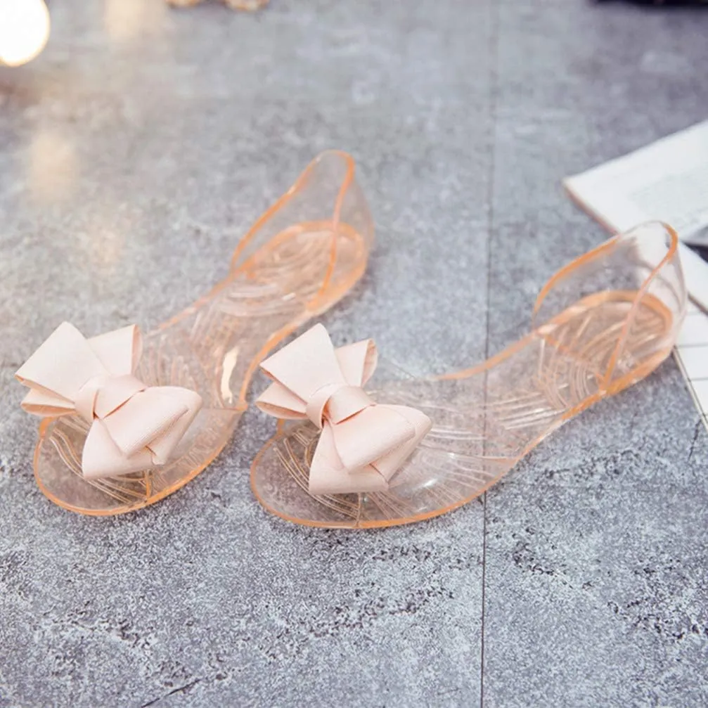 Summer Sandals Flat Jelly Shoes Fashion Fish Mouth Sandal Bowknot Sandals Summer Beach Shoes for Women (7. 5US, 5UK 38. 5EU, 9. 63Inch) Large size,Choose a Smaller Size