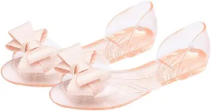 Summer Sandals Flat Jelly Shoes Fashion Fish Mouth Sandal Bowknot Sandals Summer Beach Shoes for Women (7. 5US, 5UK 38. 5EU, 9. 63Inch) Large size,Choose a Smaller Size