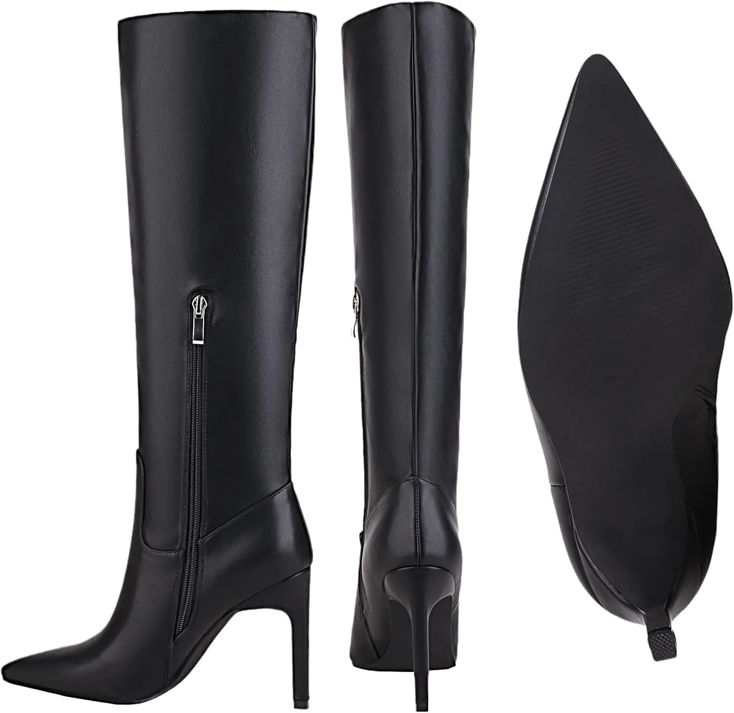 sun gurg Women's Knee High Boots Stiletto High Heels Sexy Zipper Knee Boots
