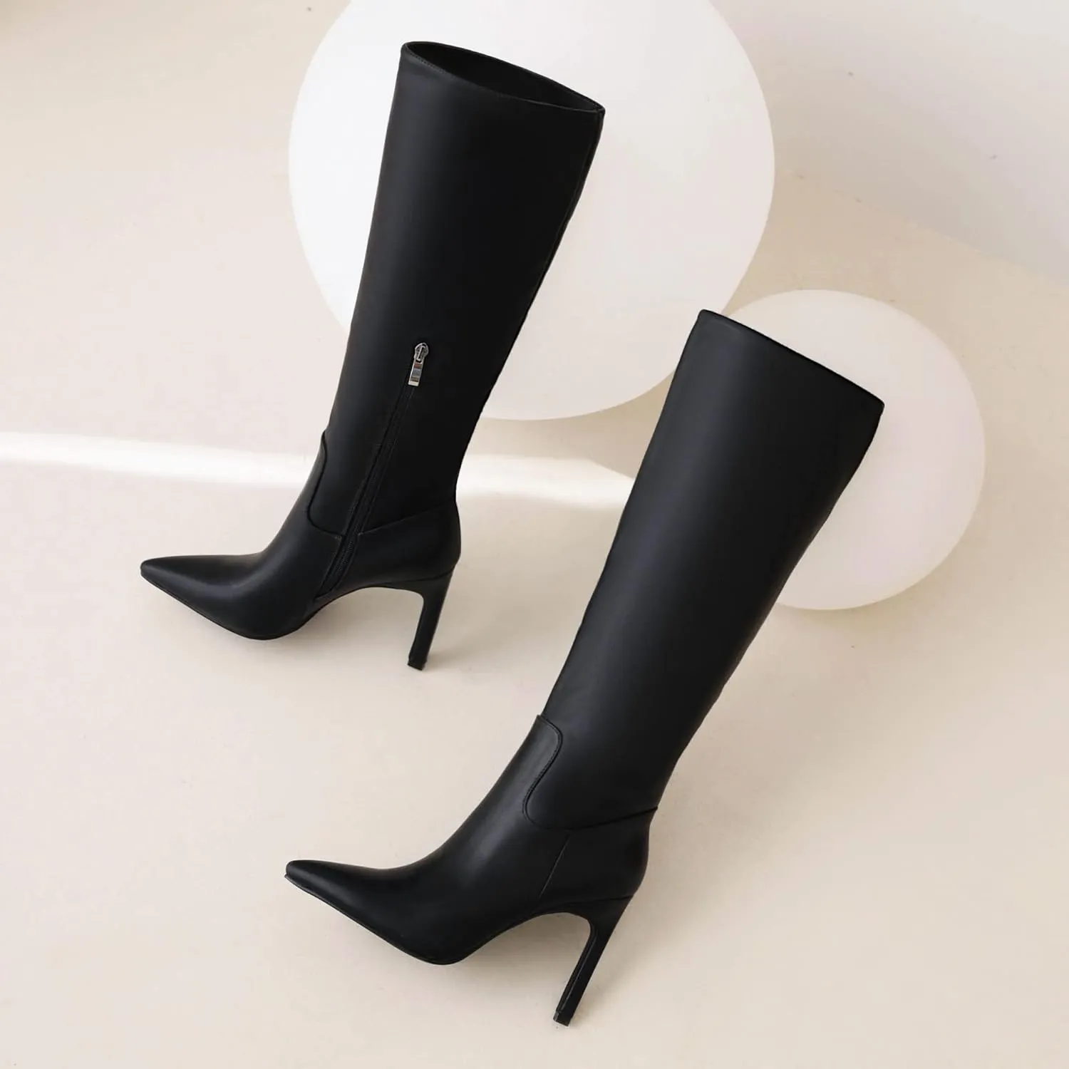 sun gurg Women's Knee High Boots Stiletto High Heels Sexy Zipper Knee Boots