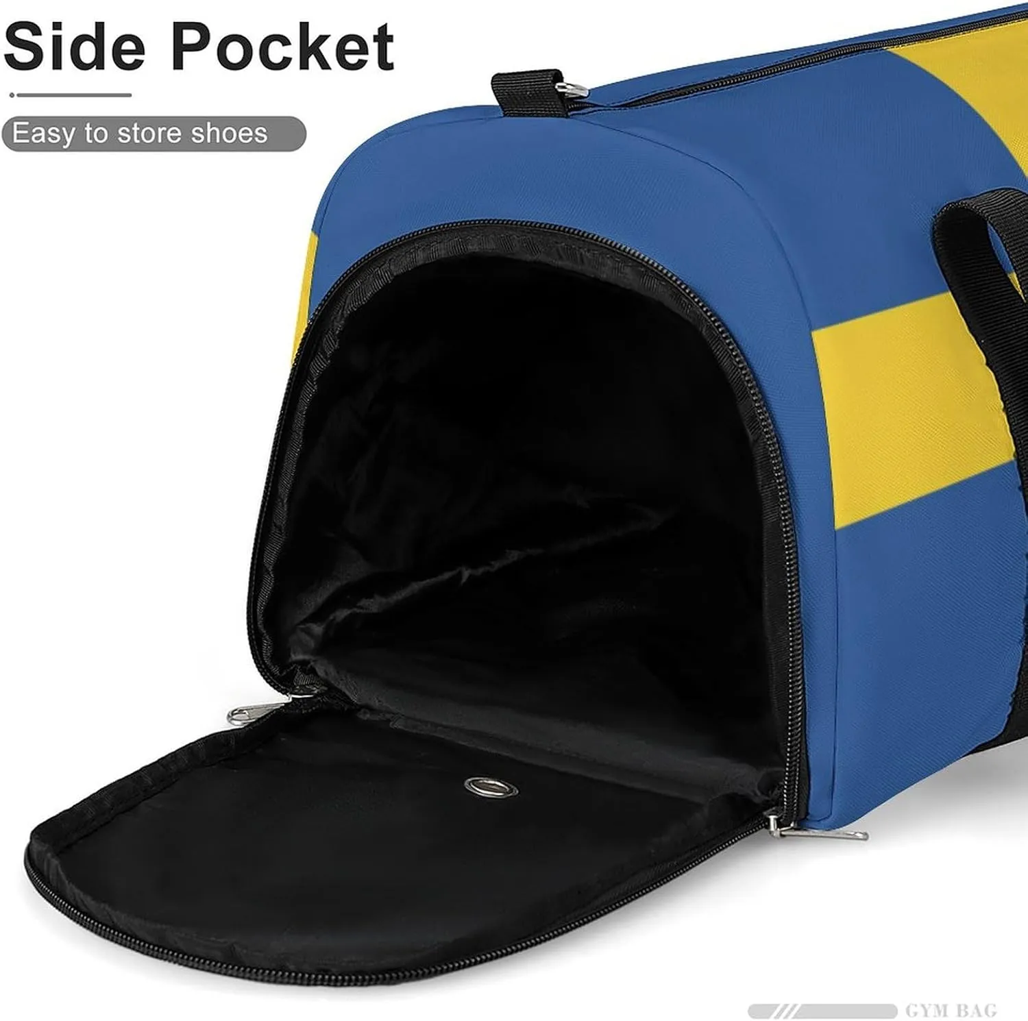 Swedish Flag Duffel for Men Women with Shoe Compartment and Wet Pocket