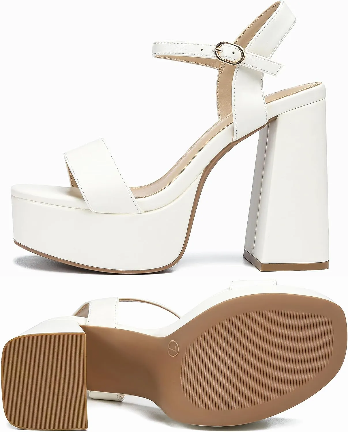 syztsho Platform Heels for Women Chunky High Heel Sandals Ankle Strap Open Toe Pump Wedding Sexy Block Heel Sdndals