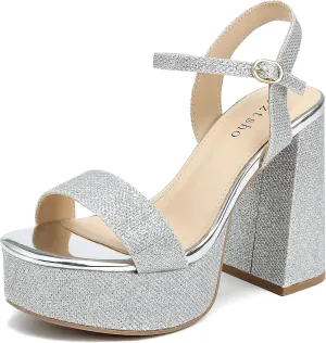 syztsho Platform Heels for Women Chunky High Heel Sandals Ankle Strap Open Toe Pump Wedding Sexy Block Heel Sdndals