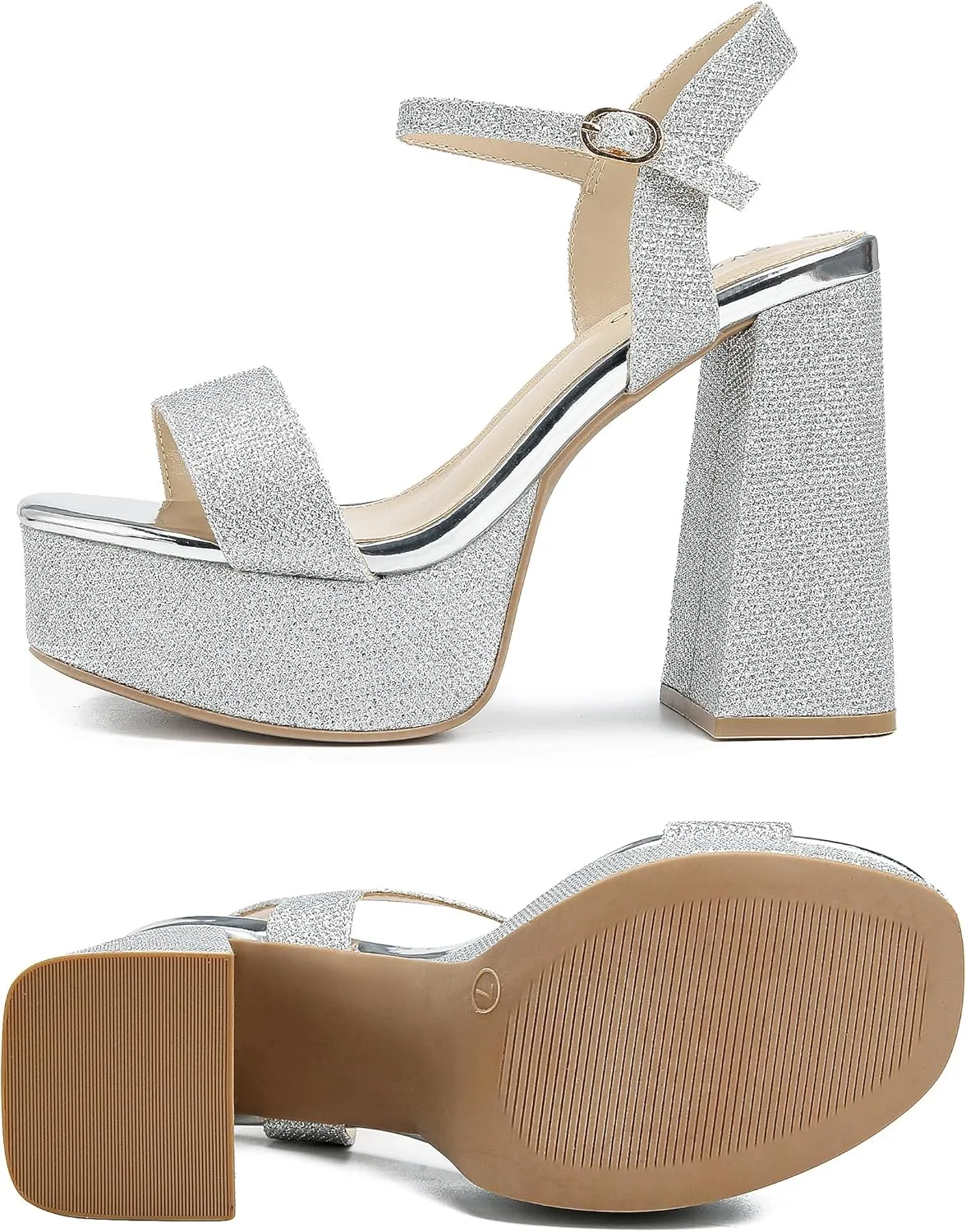 syztsho Platform Heels for Women Chunky High Heel Sandals Ankle Strap Open Toe Pump Wedding Sexy Block Heel Sdndals