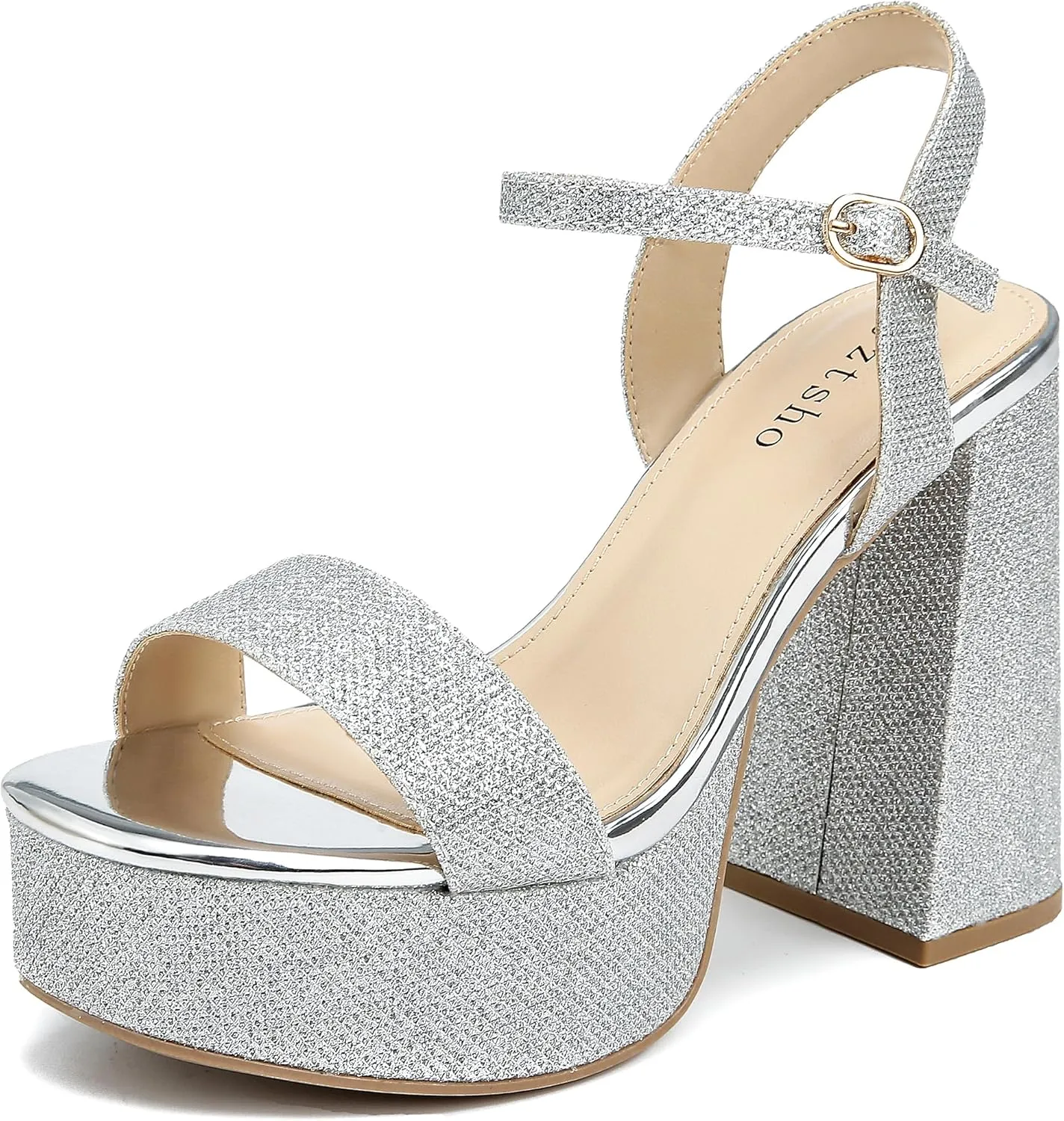 syztsho Platform Heels for Women Chunky High Heel Sandals Ankle Strap Open Toe Pump Wedding Sexy Block Heel Sdndals