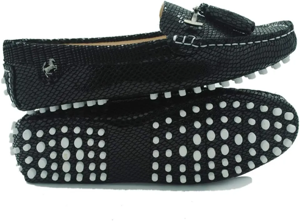 TDA Womens Casual Comfort Slip-on Metal Button Tassel Leather Driving Walking Leisure Weekend Loafers Boat Shoes