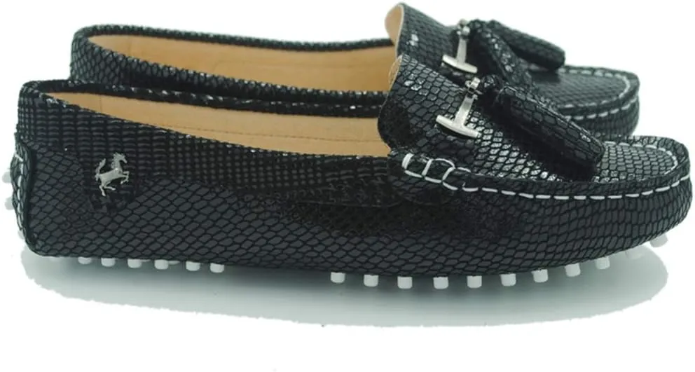 TDA Womens Casual Comfort Slip-on Metal Button Tassel Leather Driving Walking Leisure Weekend Loafers Boat Shoes