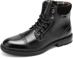 Temeshu Men's Oxford Ankle Boots Lace-Up Side Zip Fashion Casual Dress Boot Cap Toe Motorcycle Boots MS06