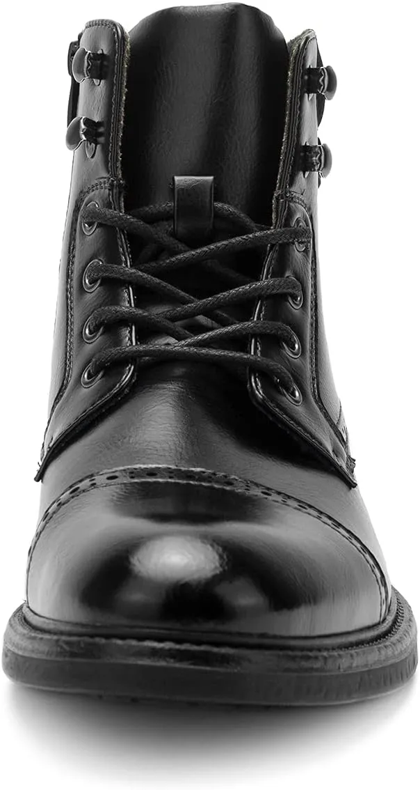 Temeshu Men's Oxford Ankle Boots Lace-Up Side Zip Fashion Casual Dress Boot Cap Toe Motorcycle Boots MS06