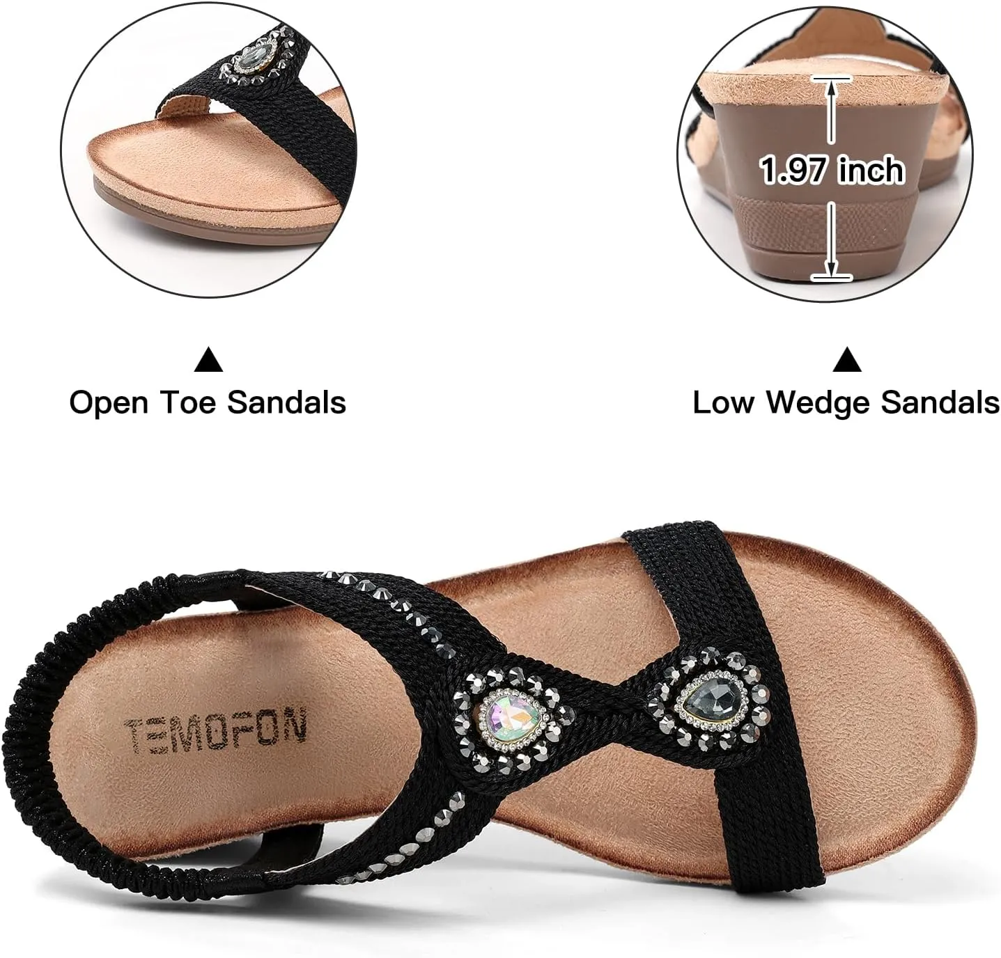 TEMOFON Womens Sandals Wedge Low: Wedge Sandal Women Dressy Summer
