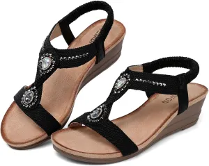 TEMOFON Womens Sandals Wedge Low: Wedge Sandal Women Dressy Summer