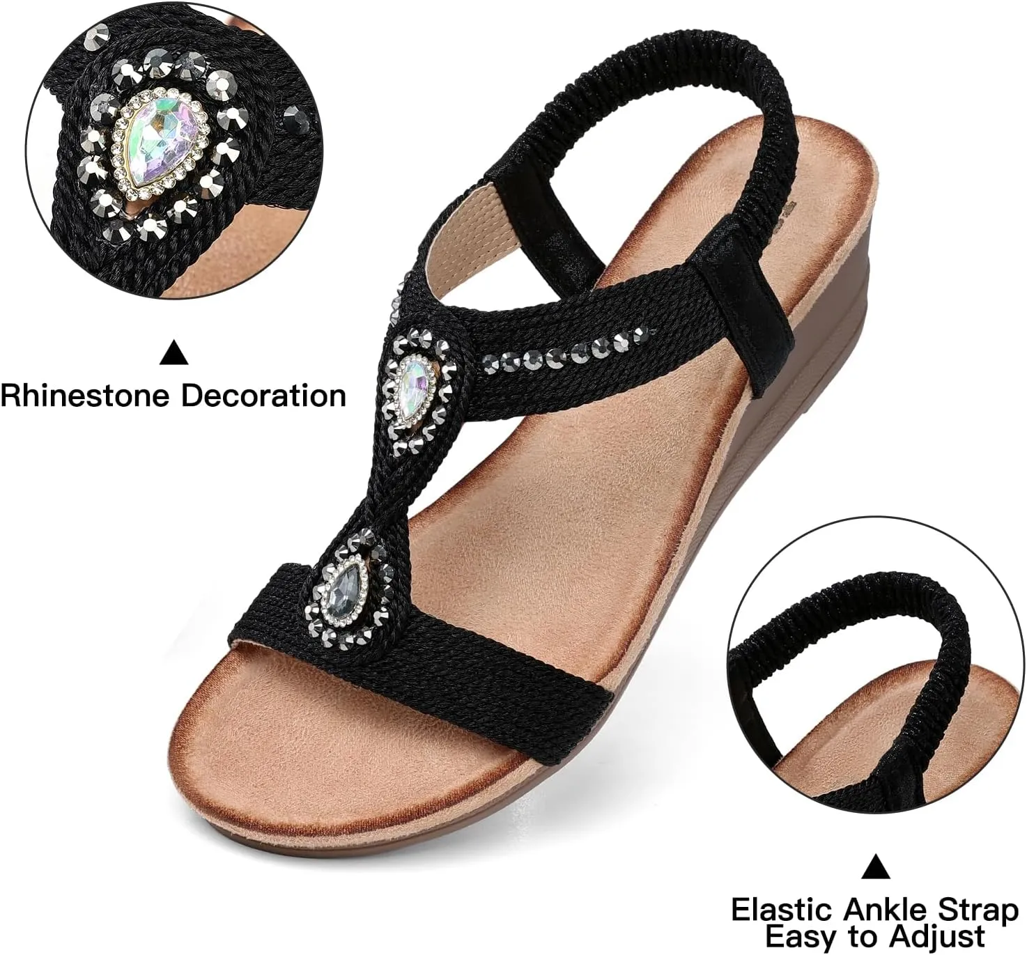 TEMOFON Womens Sandals Wedge Low: Wedge Sandal Women Dressy Summer