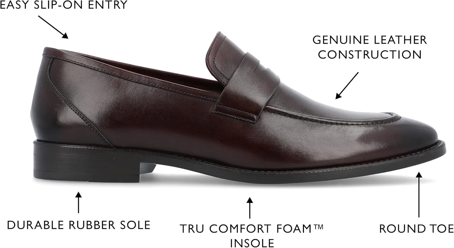 Thomas & Vine Men's Bishop Apron Toe Penny Loafer