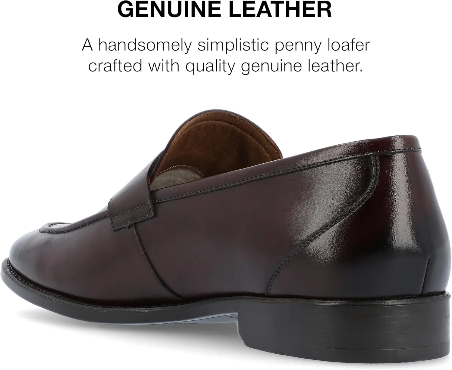 Thomas & Vine Men's Bishop Apron Toe Penny Loafer