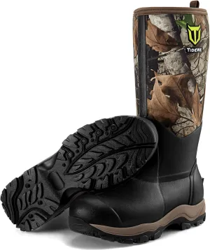 TIDEWE Hunting Boot for Men, Insulated Waterproof Sturdy 16" Men's Hunting Boot, 6mm Neoprene and Rubber Outdoor Boot (400g Insulated & Standard)