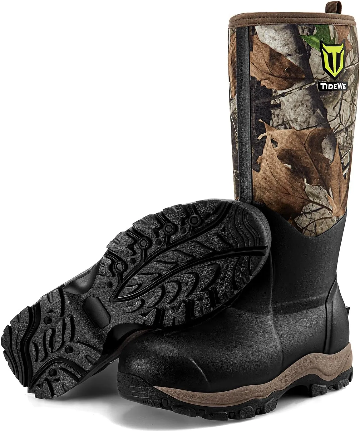 TIDEWE Hunting Boot for Men, Insulated Waterproof Sturdy 16" Men's Hunting Boot, 6mm Neoprene and Rubber Outdoor Boot (400g Insulated & Standard)