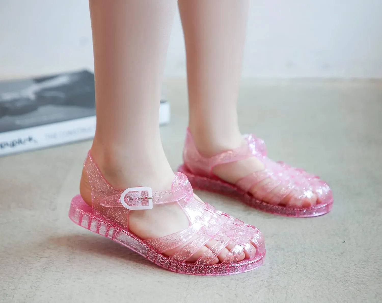 Toddler Girls Jelly Shoes Soft Unisex-Child Boys Jellies Sandals Rubber Sole Closed Toe Beach Summer Mary Jane Kids Princess Dress Flat