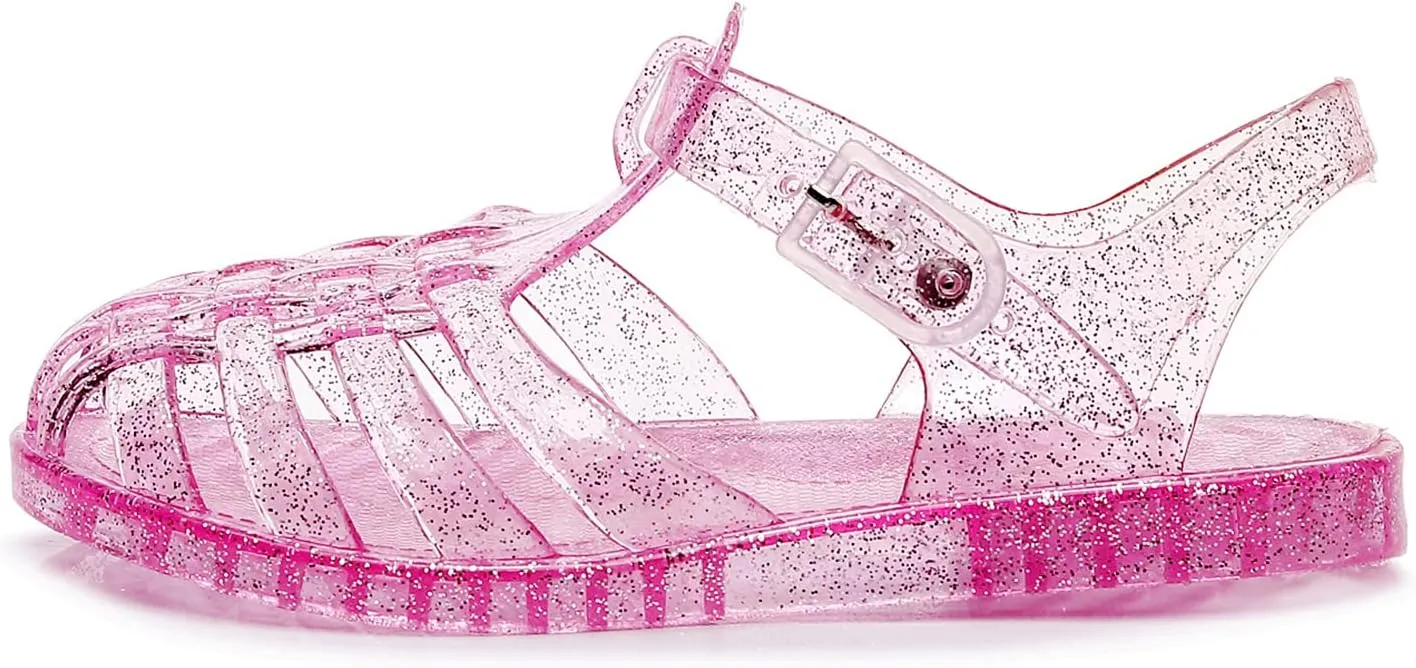 Toddler Girls Jelly Shoes Soft Unisex-Child Boys Jellies Sandals Rubber Sole Closed Toe Beach Summer Mary Jane Kids Princess Dress Flat